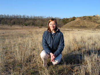 [Photo: Debbie Jahnke at the Sand Coulee.]