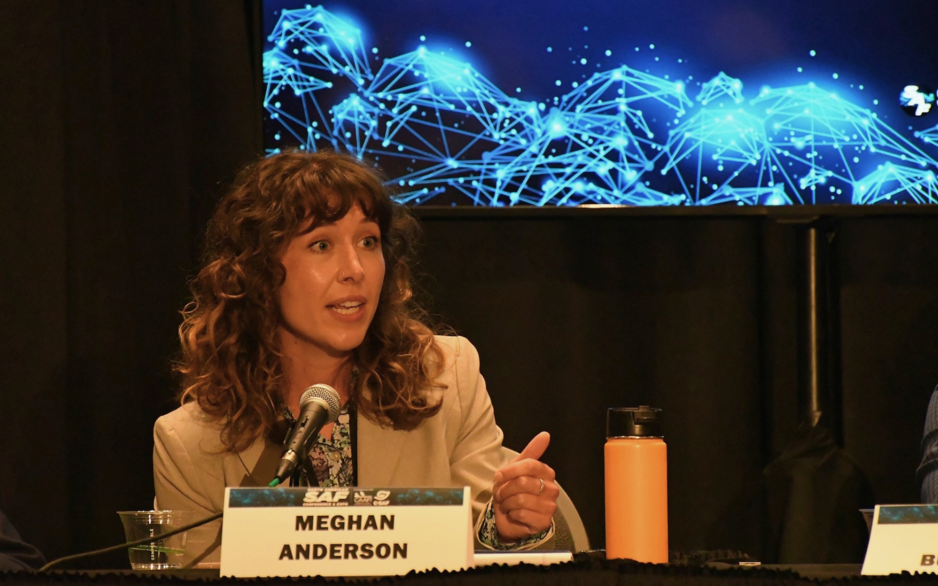 Meghan speaking at the SAF Conference.