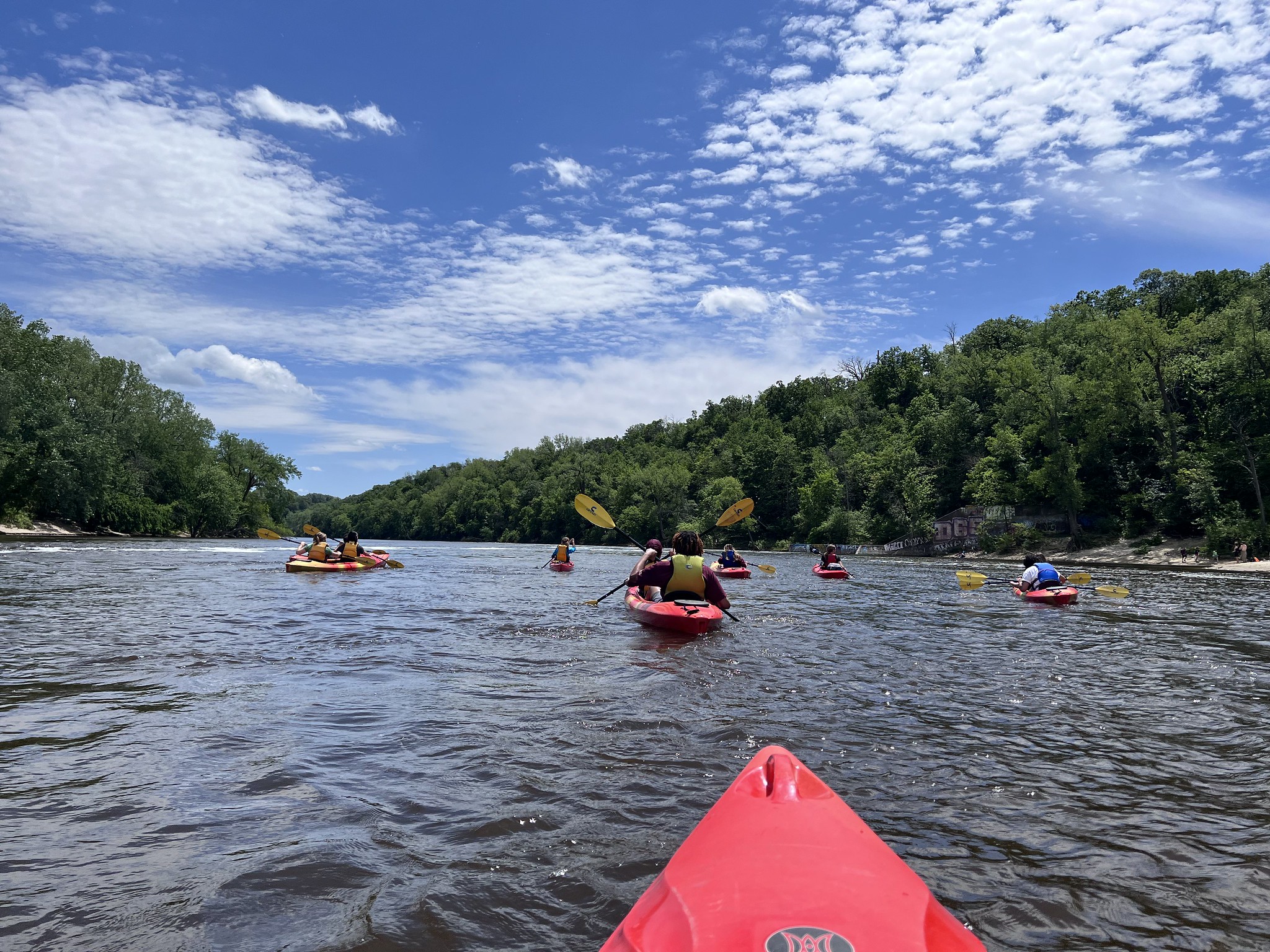 Kayakers paddle the Mississippi River Kayakers paddle the Mississippi River