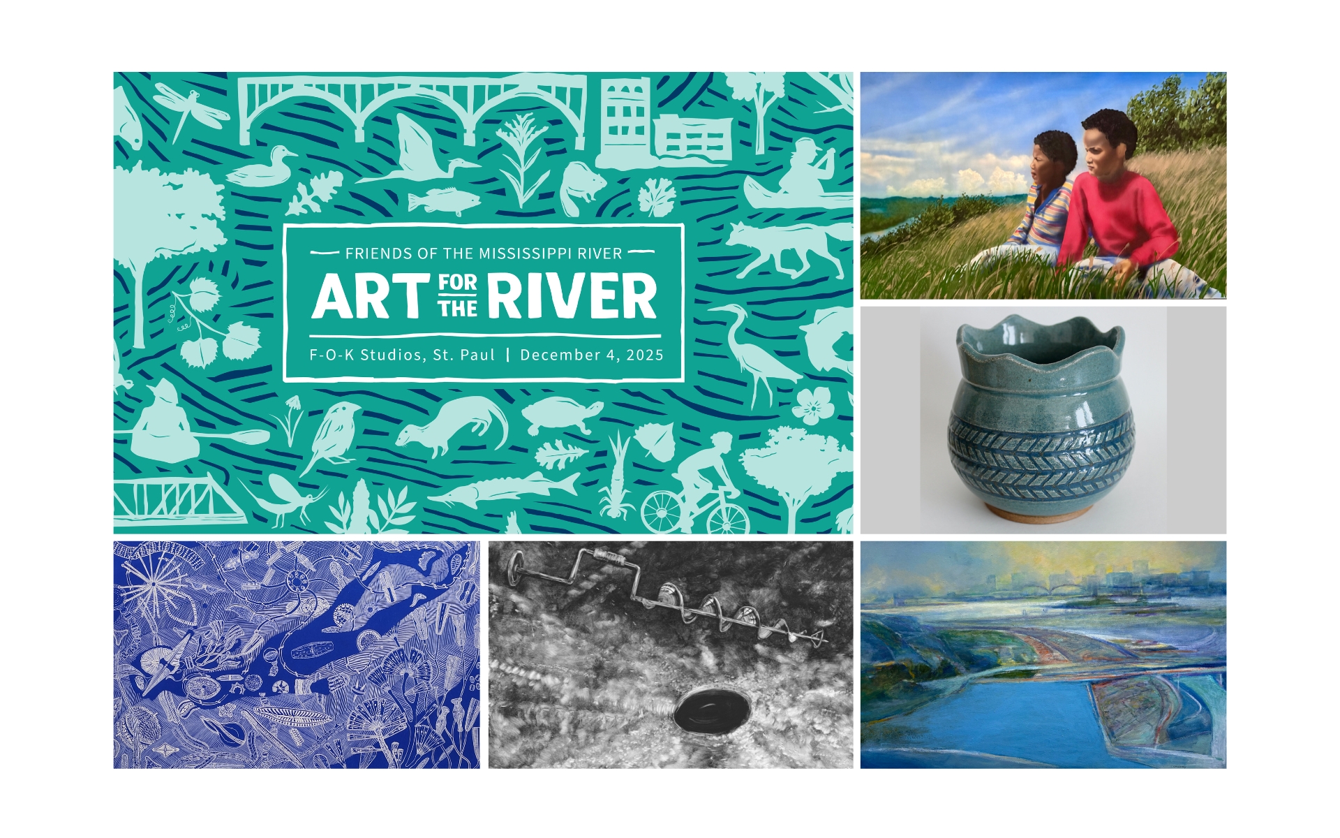 Art for the River logo + five artworks featured in this article