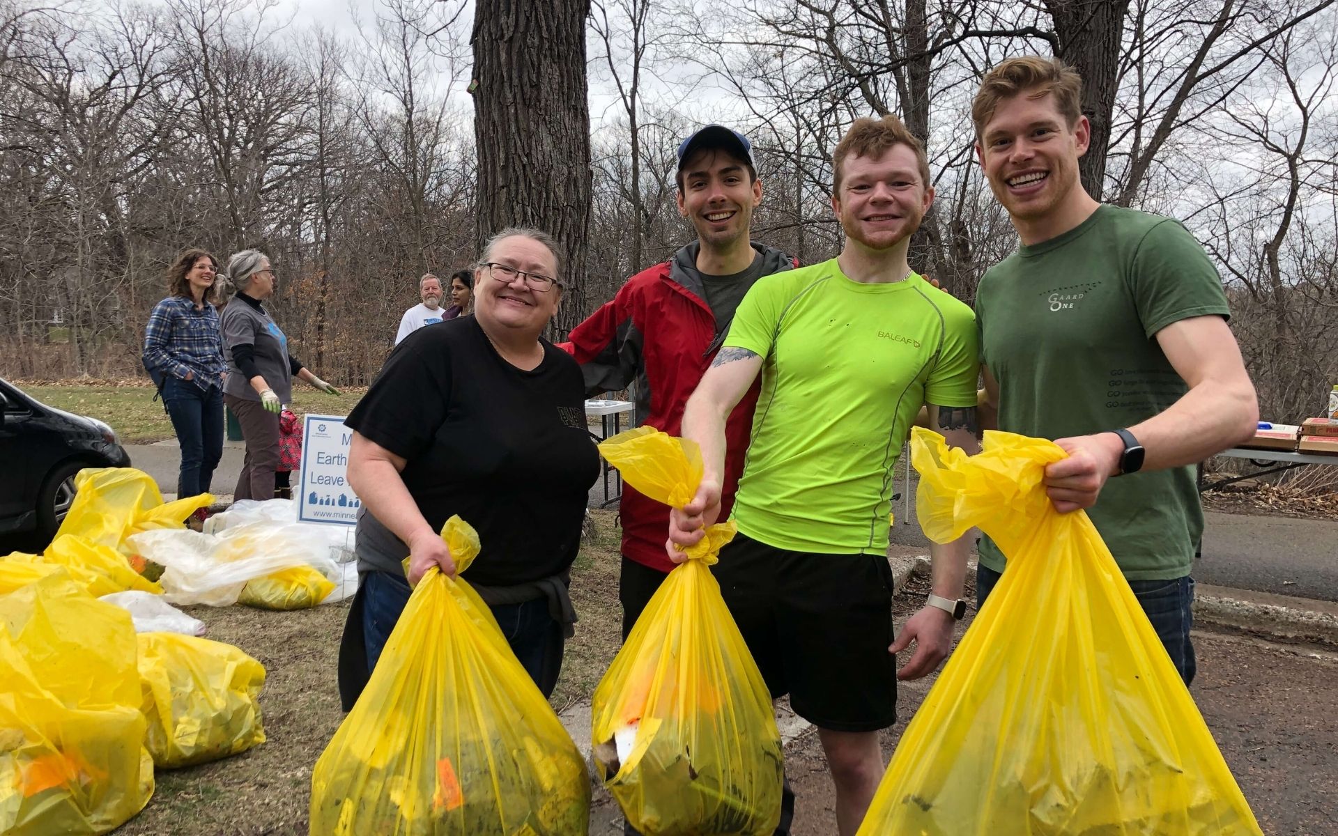 Earth Day volunteers with their trash haul