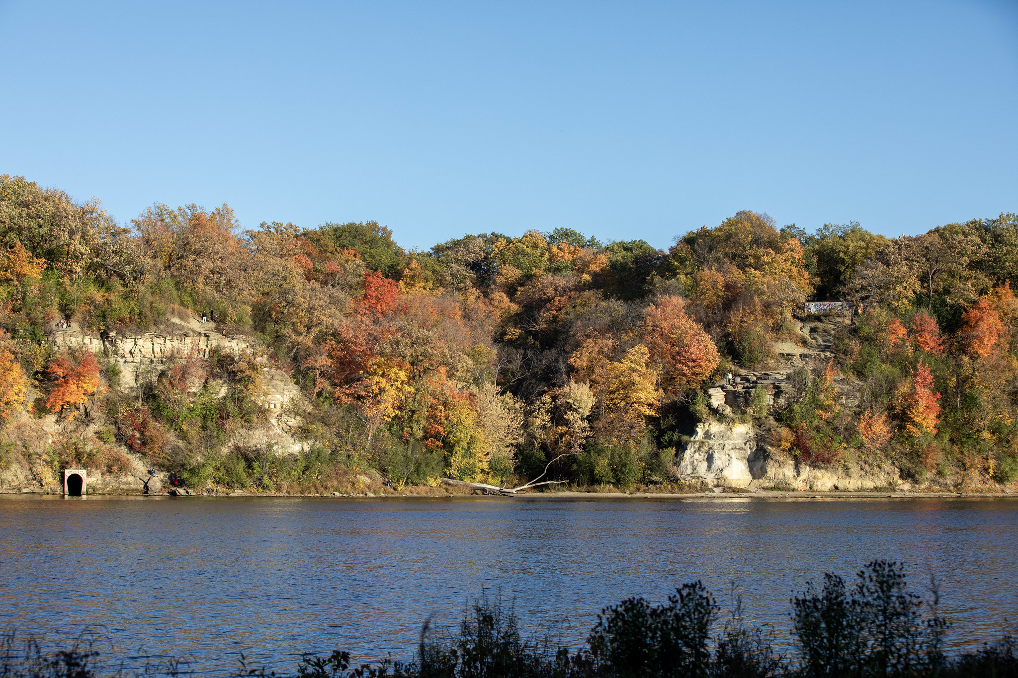 Fall on river gorge bluffs