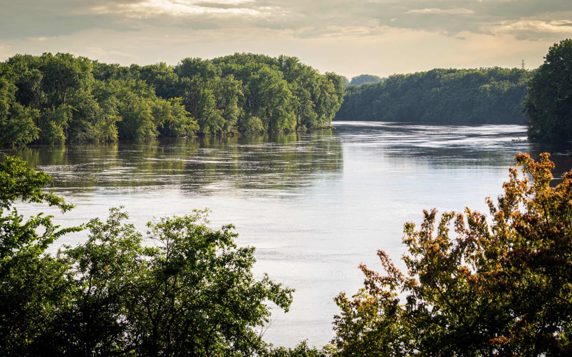 High Mississippi River water levels in St. Paul in 2024.