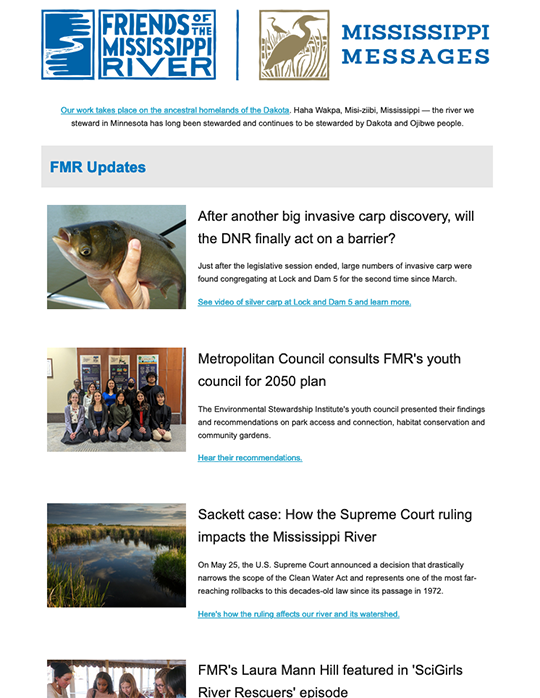 enewsletter screenshot