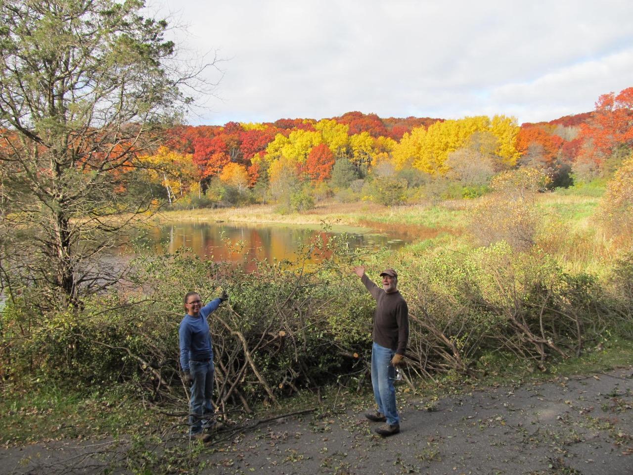 Two volunteers at Ravine Lake