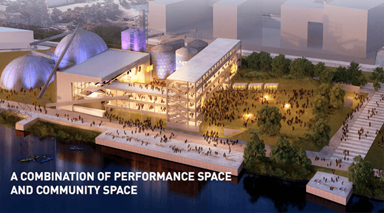 A rendering of the proposed Upper Harbor Terminal Community Performing Arts Center