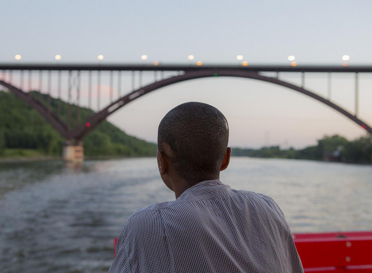 Looking back over the water to the High Bridge