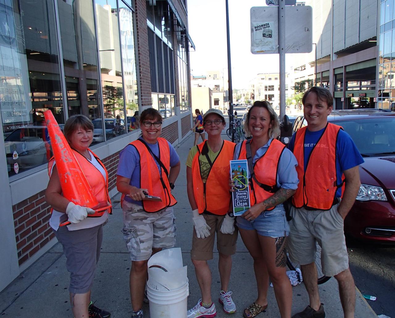 Volunteers ready to stencil storm drains in St. Paul