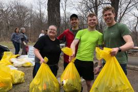 Earth Day volunteers with their trash haul