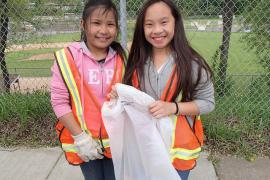 American Indian Magnet School students help with a cleanup 