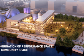 A rendering of the proposed Upper Harbor Terminal Community Performing Arts Center