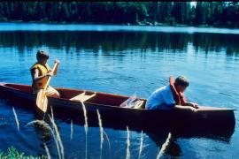 Two kiddos in canoe