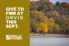 Give to FMR at Orvis this Sept. + FMR logo + Fall by the river