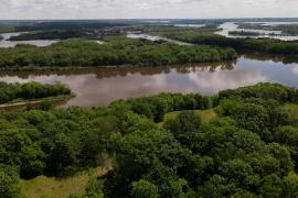 View from Pine Bend Bluffs of Mississippi River and Grey Cloud Island