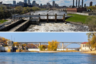 Lower St. Anthony Falls lock and dam and Ford dam
