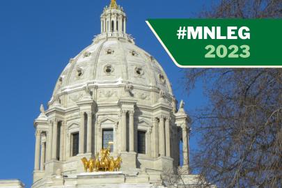The top of the Minnesota Capitol building in St. Paul.