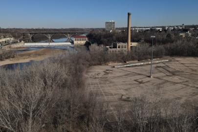 The paved lot atop Ford Area C seen from a drone.