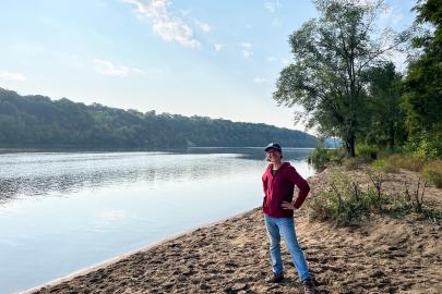 Carrie by the river on the sand flats