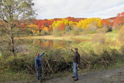 Two volunteers at Ravine Lake