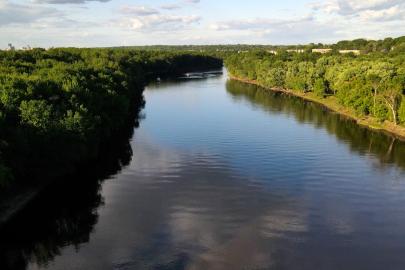 Aerial image of Mississippi River near Crosby Park in St. Paul