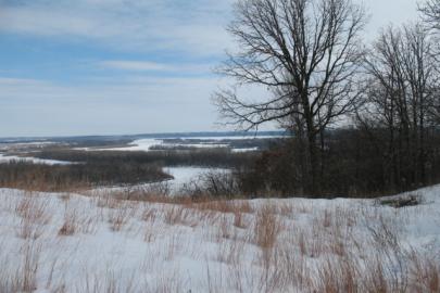 Snowfall at Pine Bend Bluffs Scientific and Natural Area.
