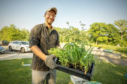 Alex Roth with plants