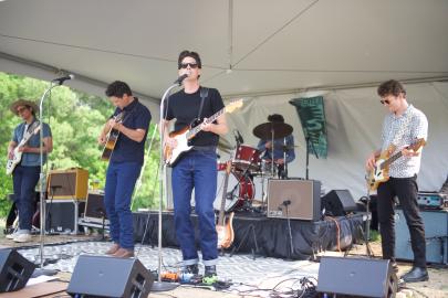 Cactus Blossoms play under a tent