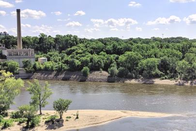 Summer riverbank near old Ford plant