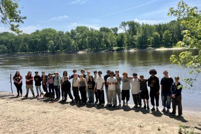 Students by the river