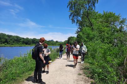 A group of students on a field trip