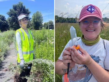 Summer field ecology interns 2026 Anna and Jayden out in the field