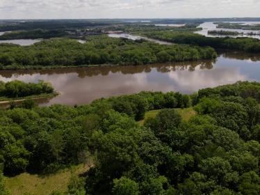 View from Pine Bend Bluffs of Mississippi River and Grey Cloud Island