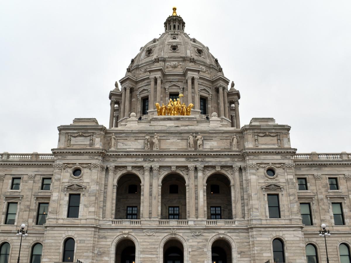 The front entrance to the Minnesota Capitol building