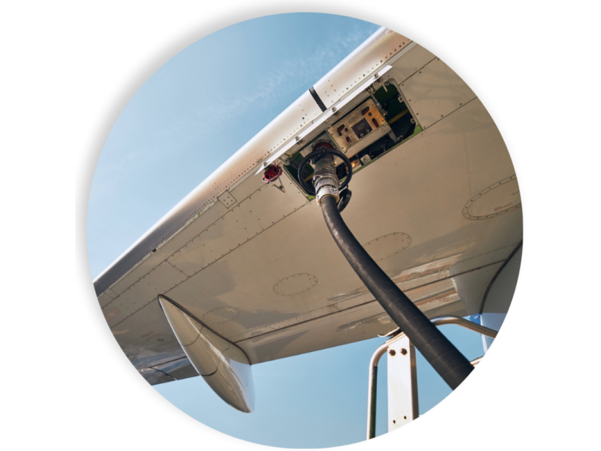 Fuel hose in plane wing.