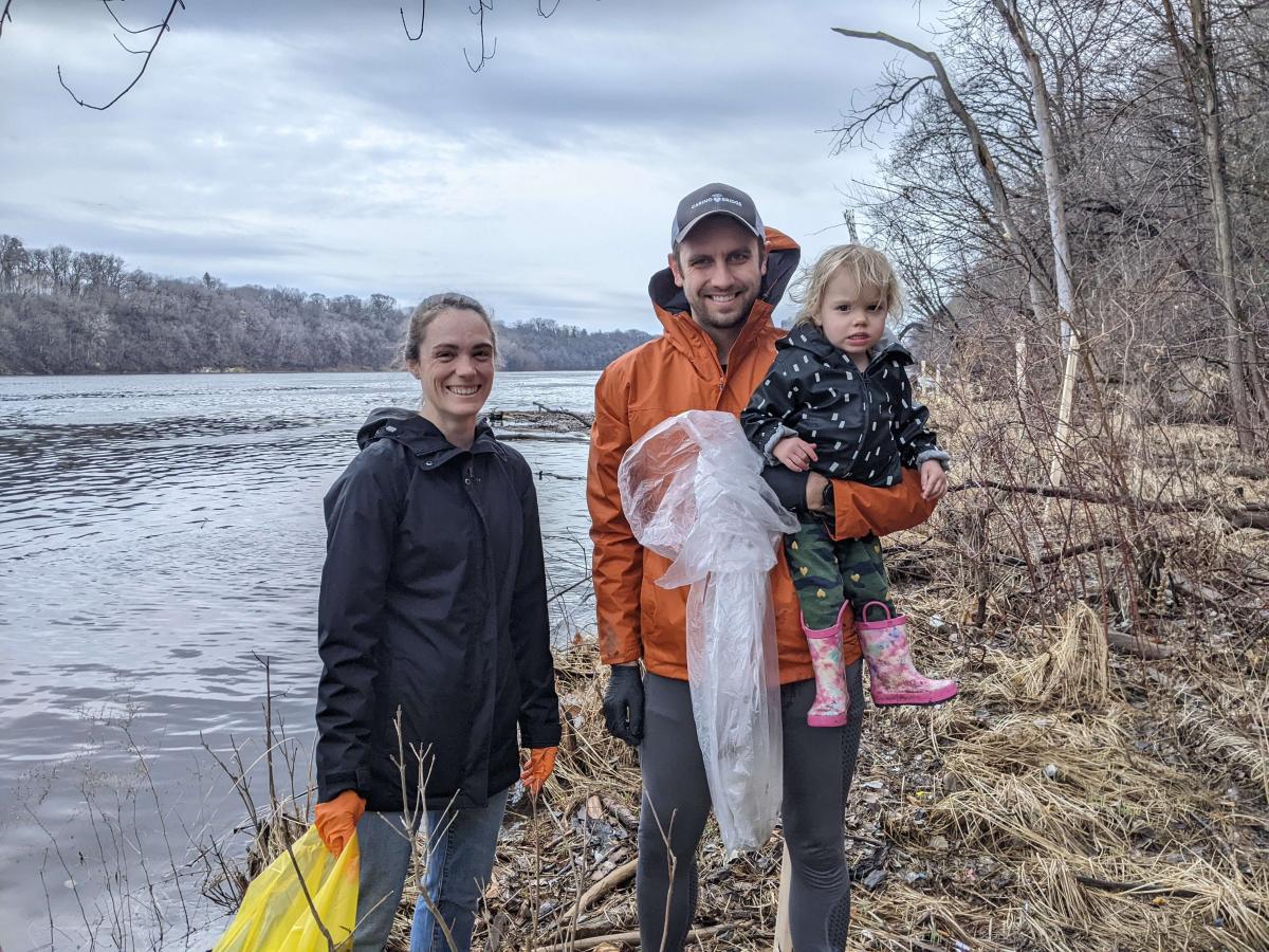 A family of volunteers at the 2022 Earth Day cleanup