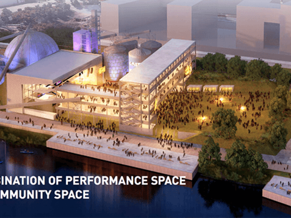 A rendering of the proposed Upper Harbor Terminal Community Performing Arts Center