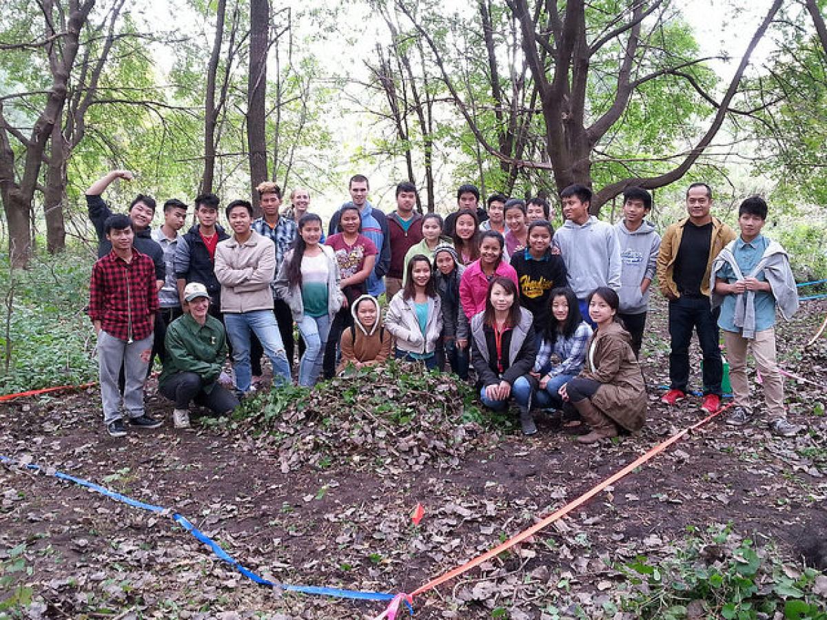 Harding High Earth Club students at their riverfront restoration and research site in St. Paul.