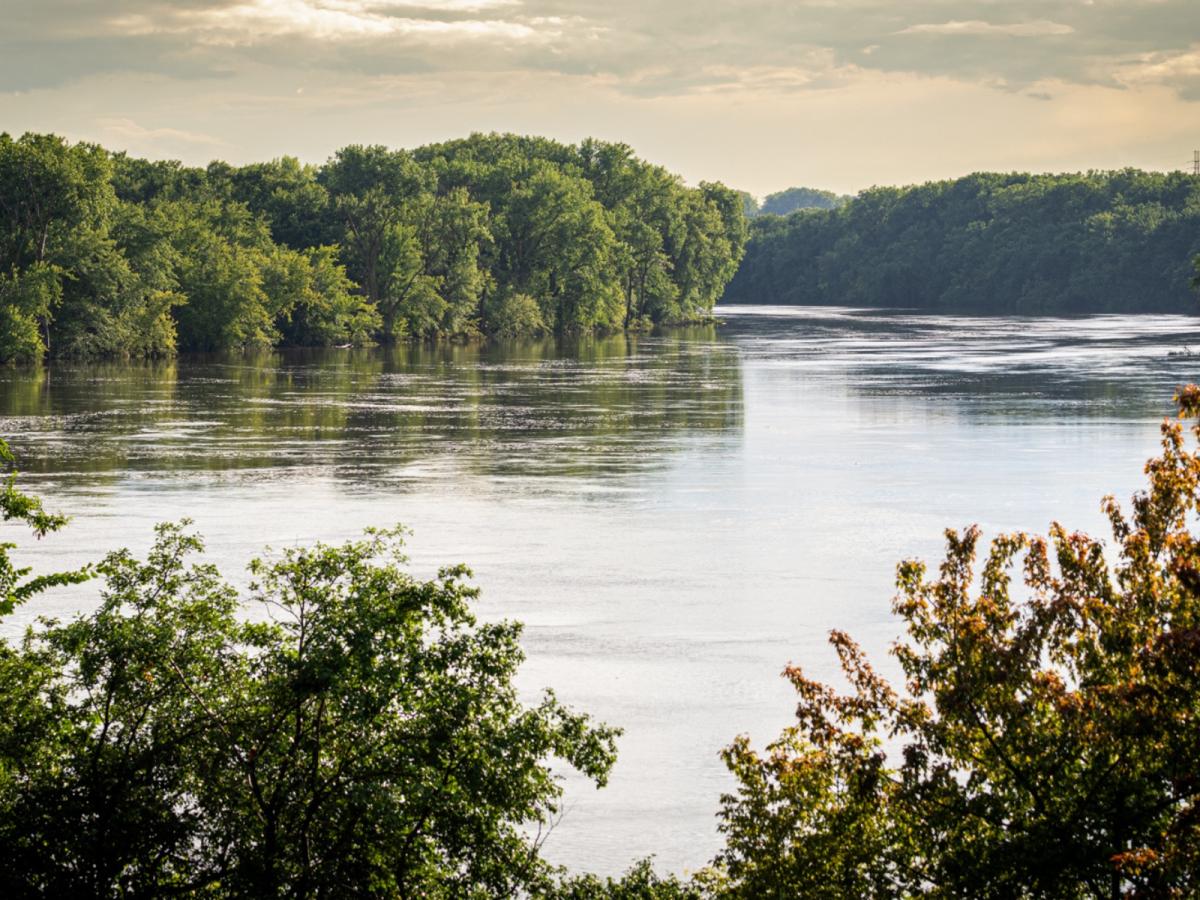 High Mississippi River water levels in St. Paul in 2024.