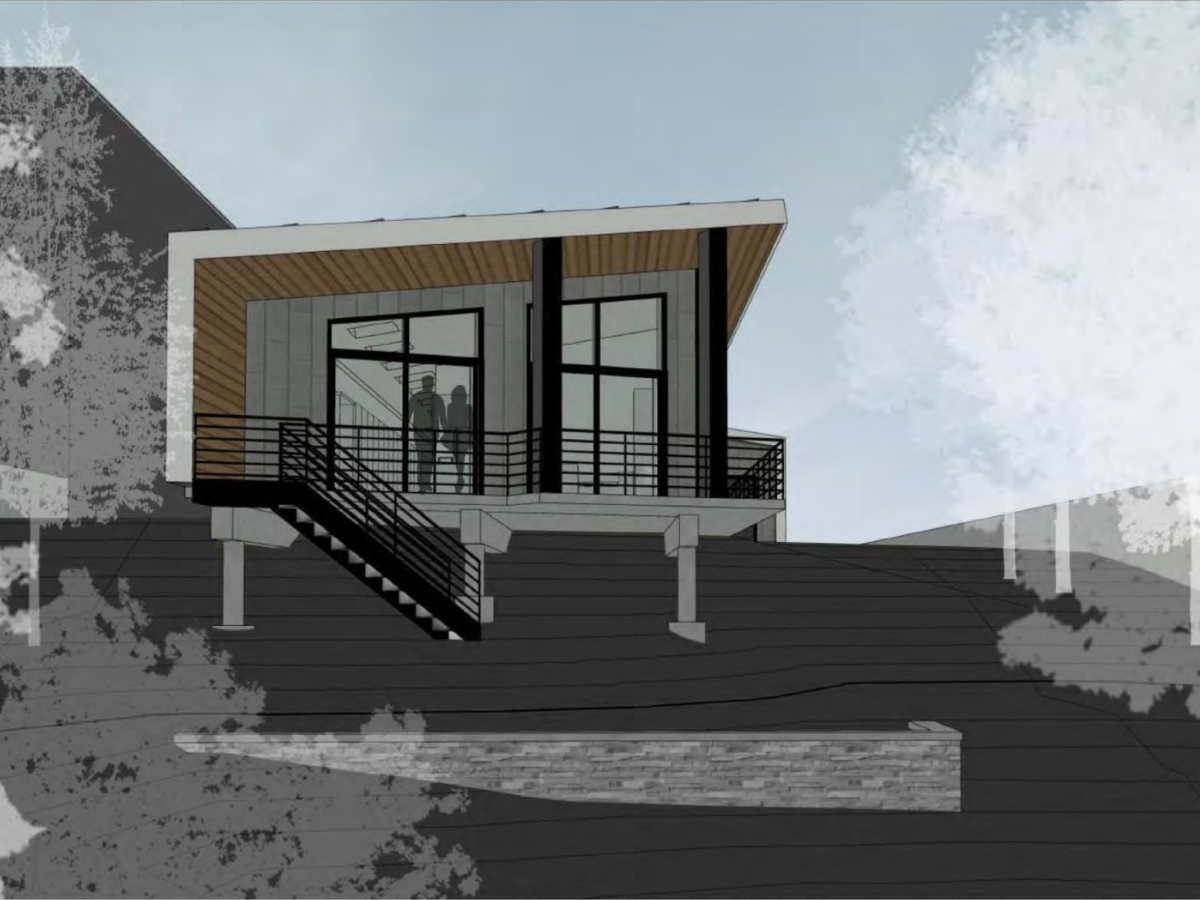 Rendering of house development on river bluff