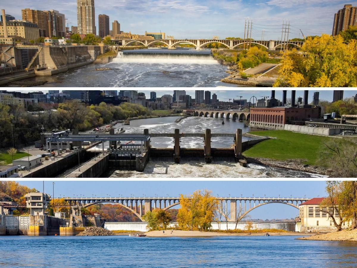 All three locks and dams in Twin Cities