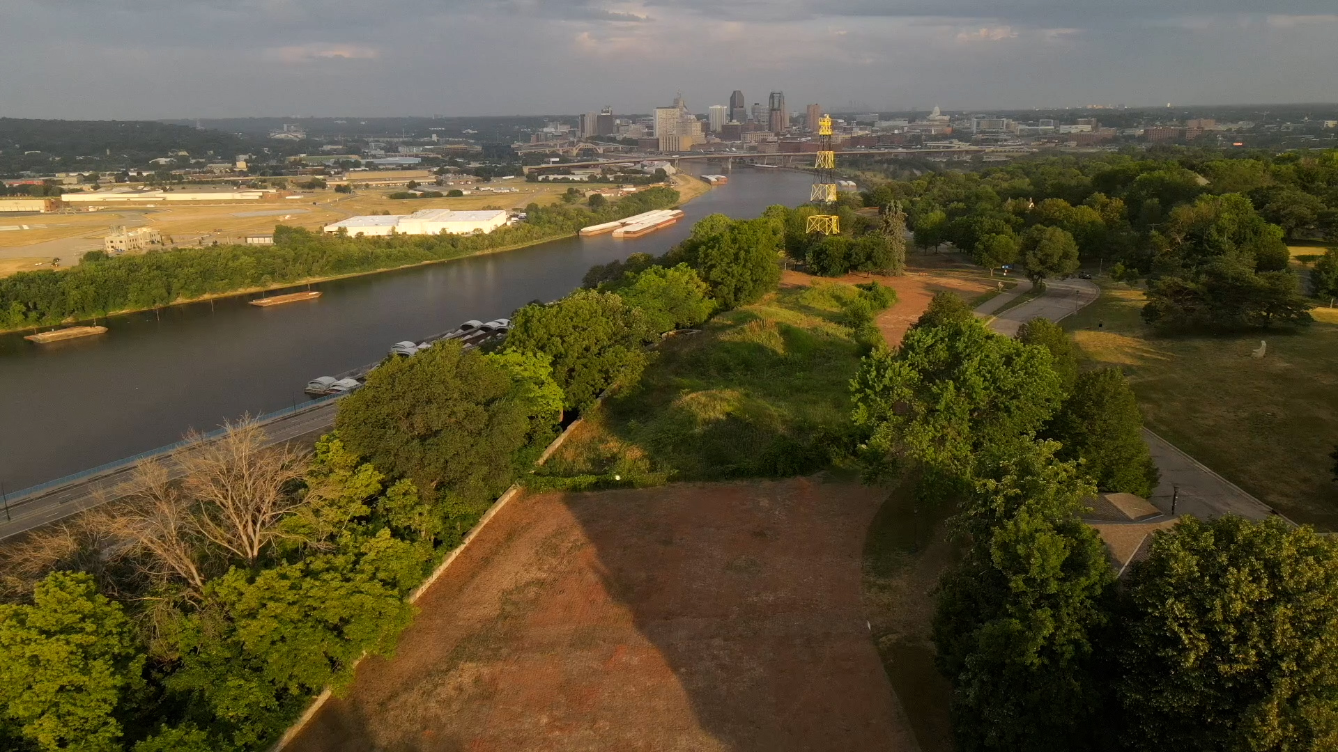 Wic̣aḣapi aerial Aerial view of Wic̣aḣapi, river, and downtown St. Paul