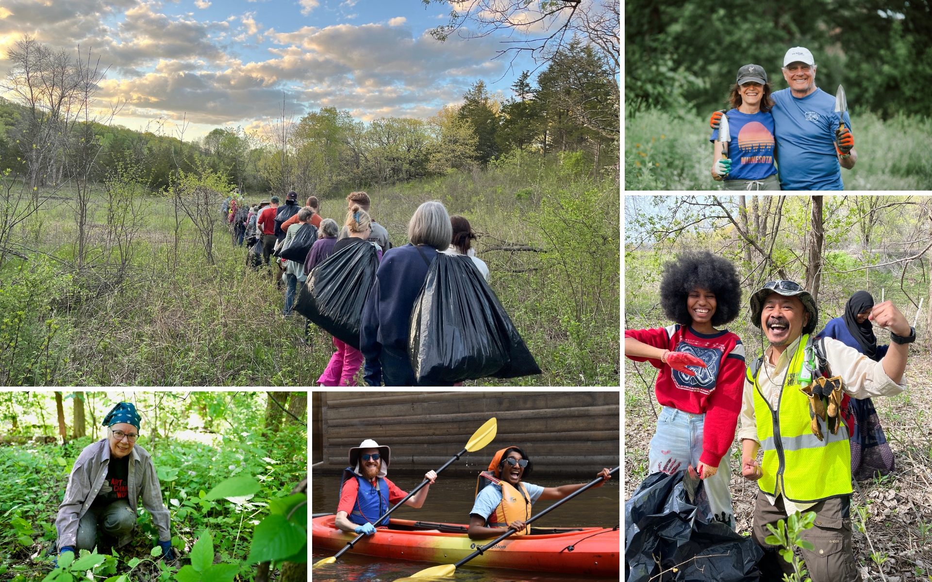 Volunteers and youth outdoors