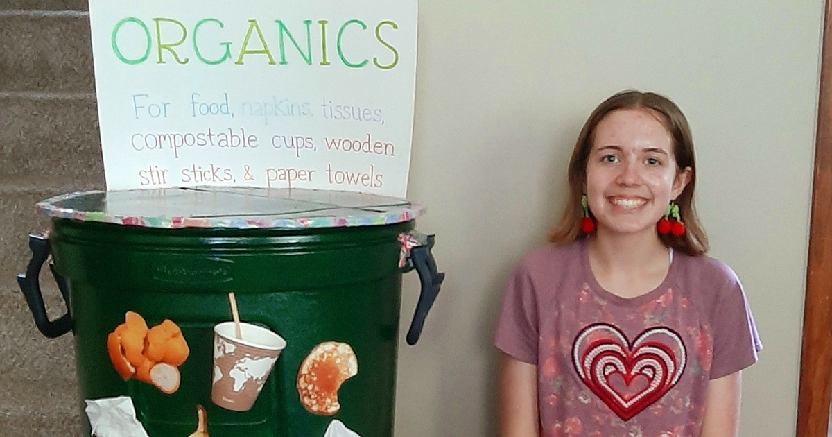 Lydia with her compost bin