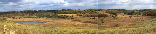 [Photo: Panoramic view of the Sand Coulee, near Hastings.]