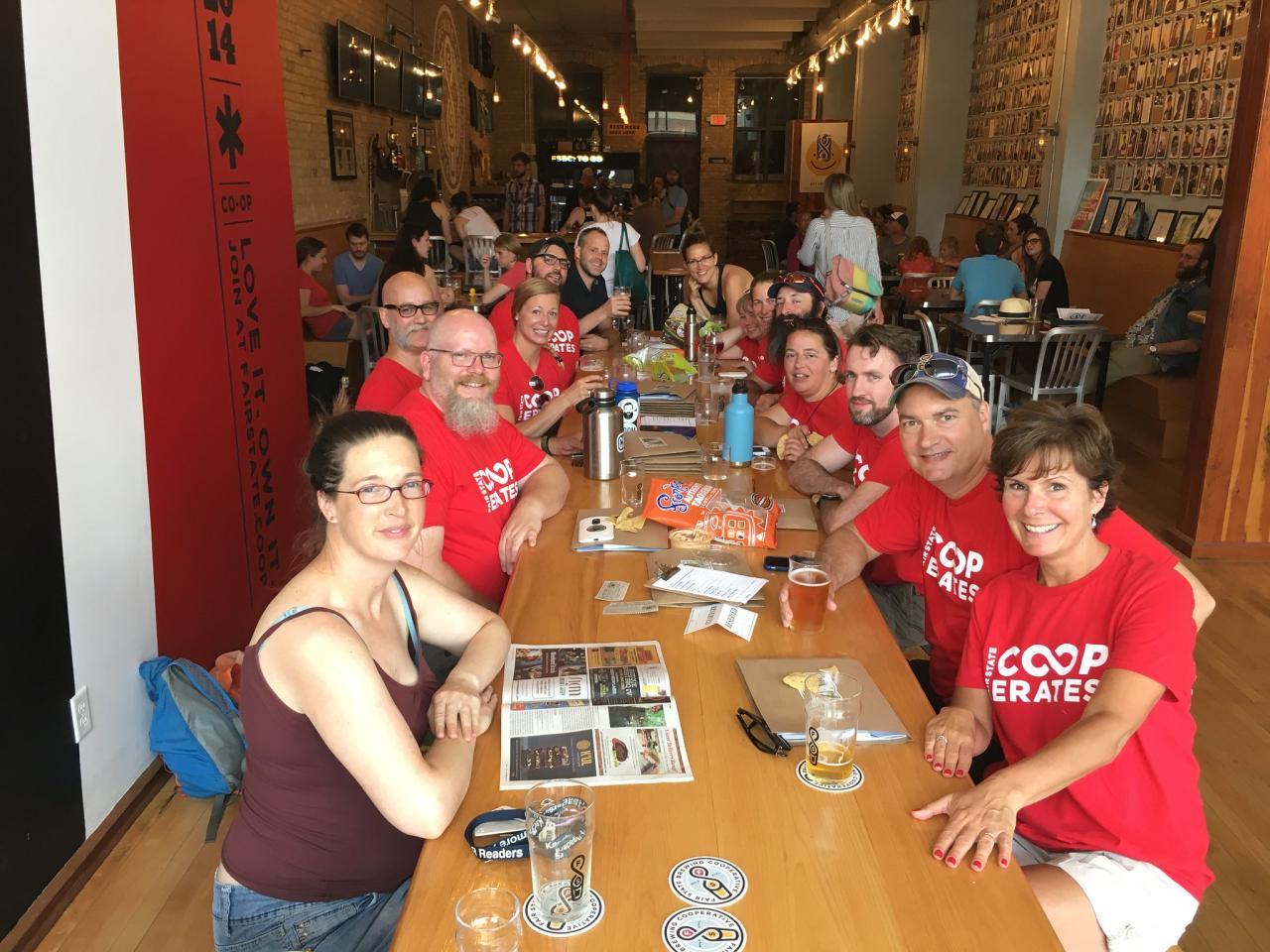 FMR and Fair State Cooperates volunteers in taproom Fair State Cooperates
