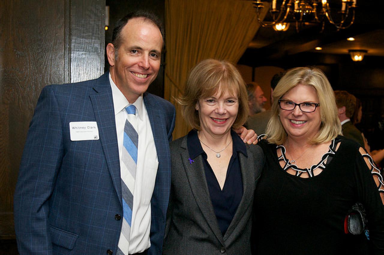 Senator Tina Smith in center, FMR Executive Director Whitney Clark to left and board member Deanna Weiner to right at FMR's annual 'Evening Celebrating the River' Senator Tina Smith