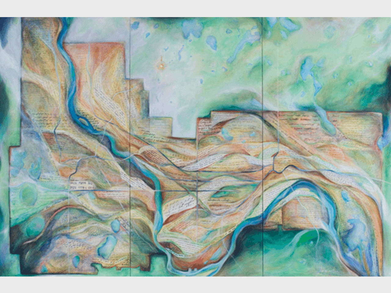 Geography of Home by Susan Armington Illustrated map of the metro river collage of handwriting