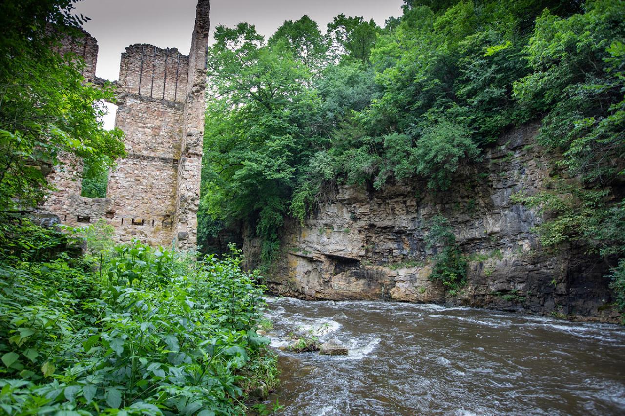 Mill ruins and the Vermillion River