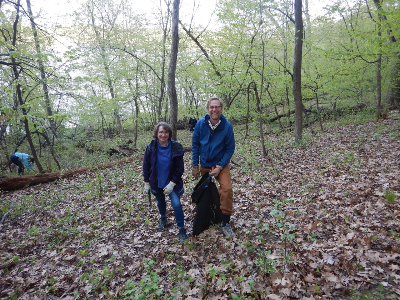Pine Bend garlic mustard volunteers Volunteers with their garlic mustard haul