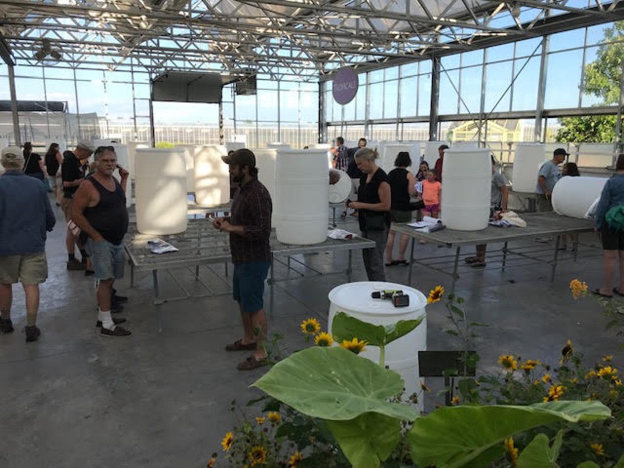 Assembling the rain barrels at a past workshop Rain barrel workshop
